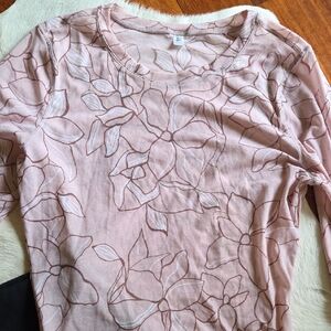 JoyLab Pink Floral Long Sleeve Crewneck Top